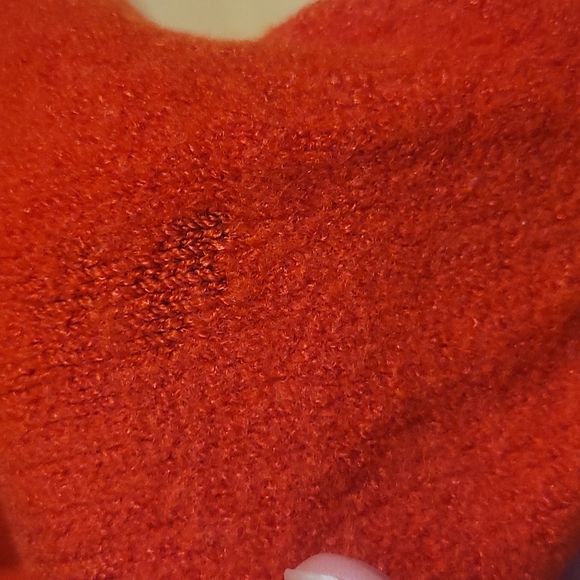 Vintage 80s Red Orange Ribbed Wool Knit Cropped Sweater XS - Picture 10 of 16